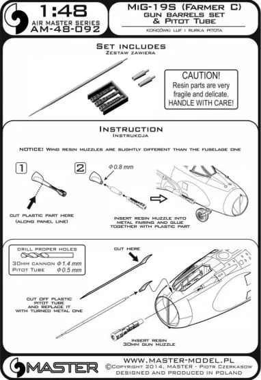 MiG-19S Farmer C - gun barrels set & Pitot Tube 1:48