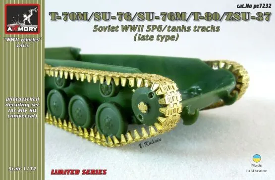 T-70M/SU-76/T-80/ZSU-37 Soviet WWII tanks tracks 1:72
