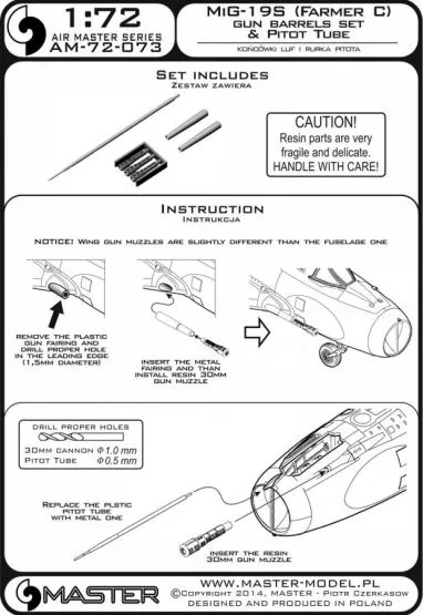 MiG-19S Farmer C - gun barrels set, & Pitot Tube 1:72