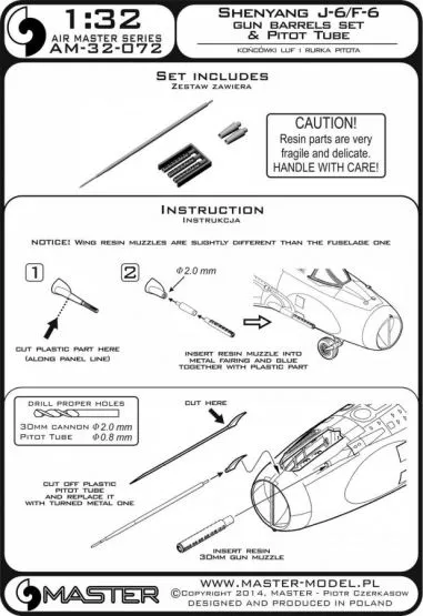 Shenyang J-6/F-6 - gun barrels set & Pitot Tube 1:32