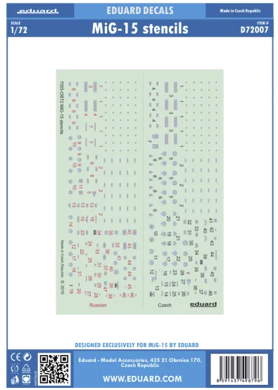 MiG-15 stencils (Russian/ Czech) 1:72