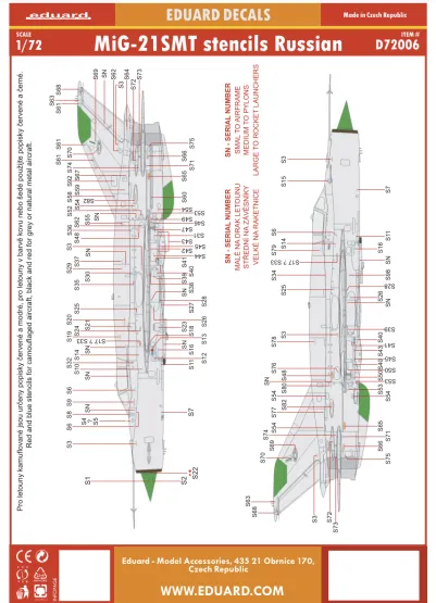 MiG-21SMT stencils 1:72