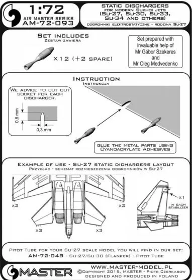 Static dischargers - for modern Sukhoi jets 1:72