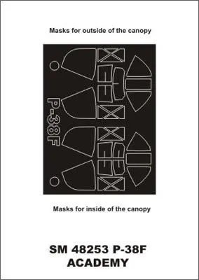 P-38F Lightning mask for Academy 1:48