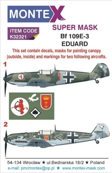 Bf 109E-3 Mask + Decals for Eduard 1:32
