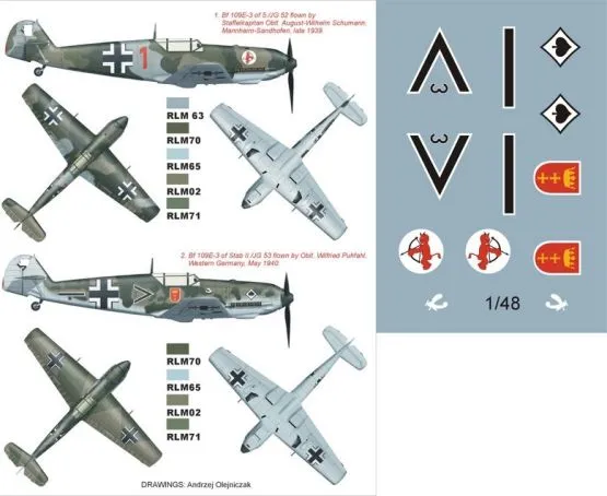 Bf 109E-3 mask & Decals für Eduard 1:48