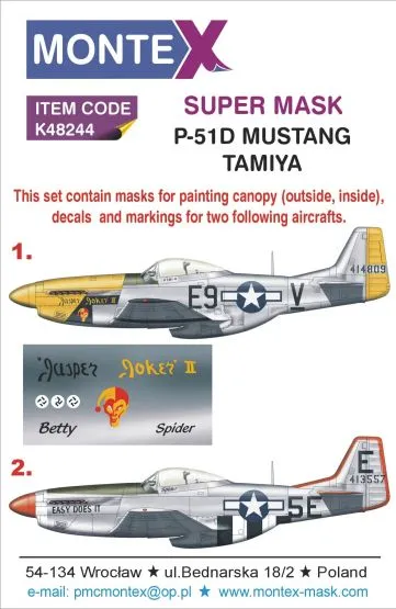P-51D Mustang mask + decals for Tamiya 1:48