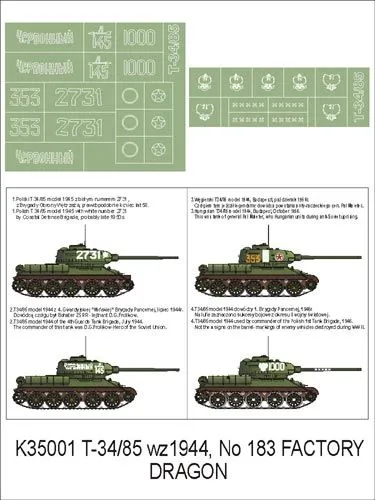T-34/85 mod. 1944 Factory 183 super mask 1:35