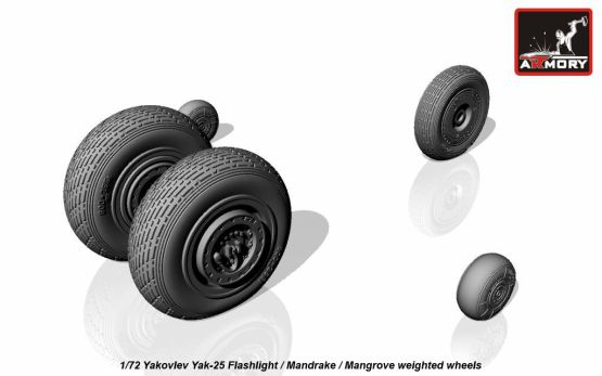 Yak-25 wheels w/ weighted tires 1:72