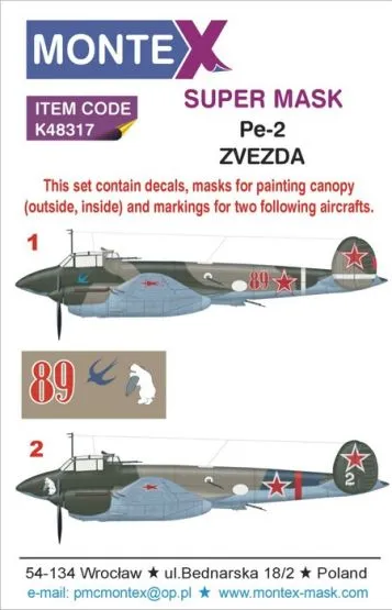 Pe-2 super mask + decals for Zvezda P.1 1:48