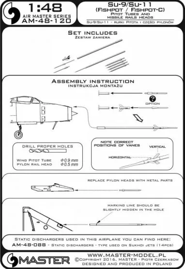 Su-9 / Su-11 - Pitot Tubes and missile rails heads 1:48