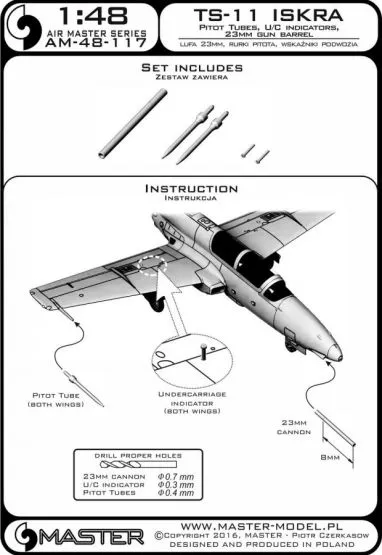 TS-11 Iskra - Pitot Tubes and 23mm gun barrel 1:48