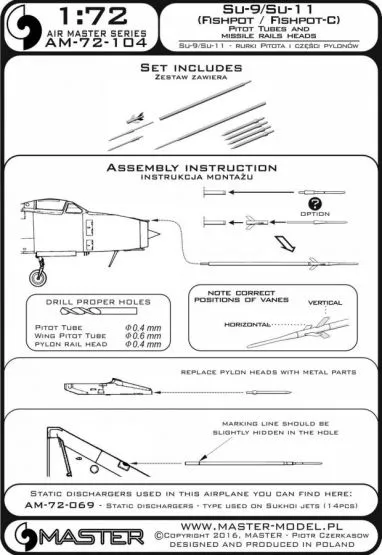 Su-9 / Su-11 - Pitot Tubes and missile rails heads 1:72