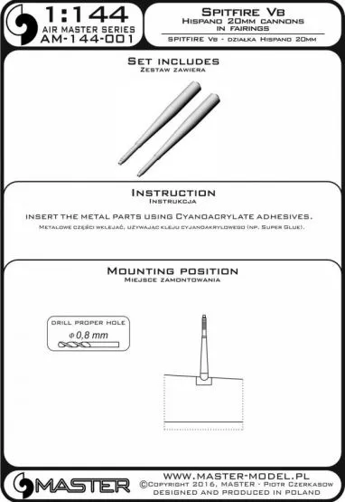 Spitfire Vb - Hispano 20mm cannons in fairings 1:144