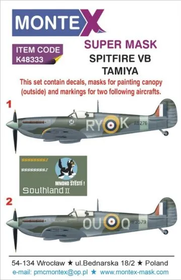 Spitfire Mk.VB Super Mask for Tamiya P.II 1:48