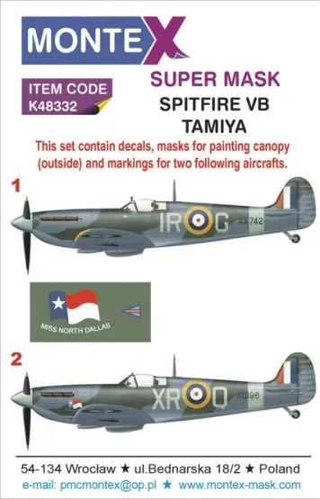 Spitfire Mk.VB Super Mask für Tamiya P.I 1:48
