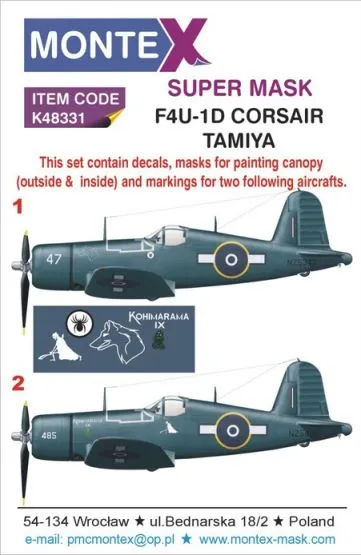 F4U-1D Corsair Super Mask for Tamiya P.II 1:48 F4U-1D Corsair Super Mask for Tamiya P.II 1:48