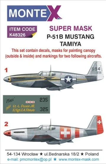 P-51B Mustang Super Mask for Tamiya P.2 1:48
