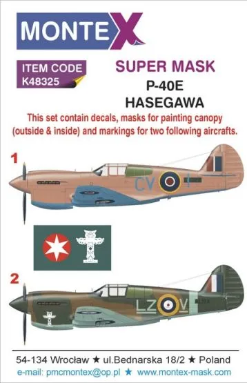 P-40E Super Mask for Hasegawa 1:48