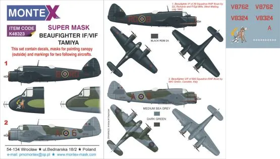 Beaufight IF/ VIF Super Mask for Tamiya 1:48
