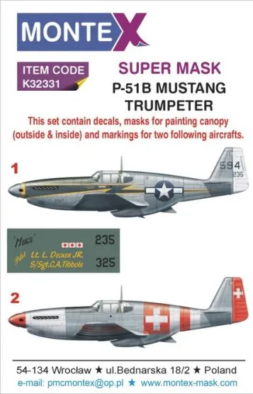 P-51B Mustang Super Mask for Trumpeter 1:32 P-51B Mustang Super Mask for Trumpeter 1:32