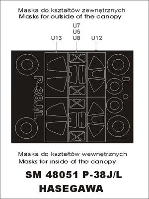 P-38 J/L Lightning mask for Hasegawa 1:48