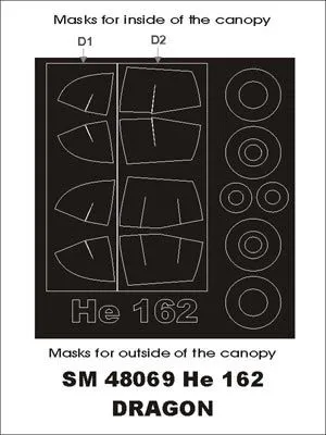 Heinkel He 162 mask for Dragon 1:48 Heinkel He 162 mask for Dragon 1:48