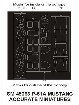 P-51A Mustang mask for Accurate Miniatures 1:48