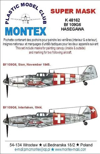 Bf 109G-6 (Swiss) super mask for Hasegawa 1:48