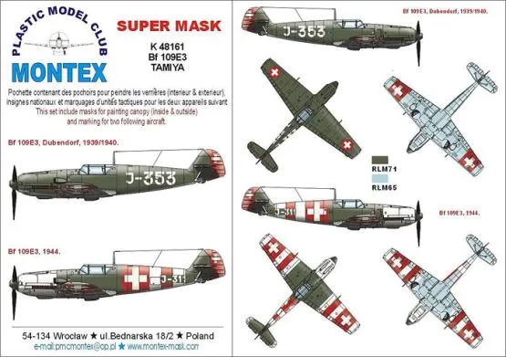 Bf 109E-3 super mask für Tamiya 1:48