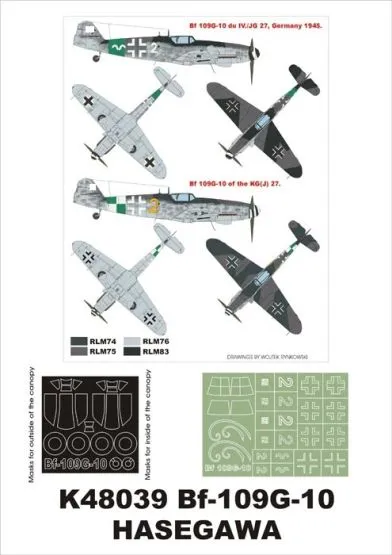 Bf 109G-10 super mask for Hasegawa 1:48