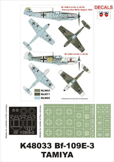 Bf 109E-3 super mask für Tamiya 1:48