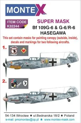 Bf 109G-6 super mask for Hasegawa P.2 1:32