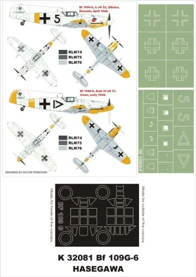 Bf 109G-6 super mask + decals für Hasegawa 1:32