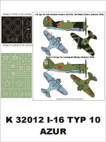 I-16 typer 10 super mask for Azure 1:32