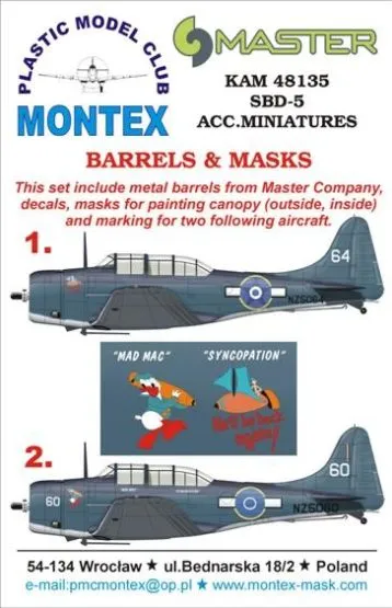 SBD-5 Mask + Barrels for ACC.Miniatures 1:48 SBD-5 Mask + Barrels for ACC.Miniatures 1:48