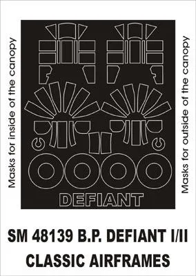B.P. Defiant I/II mask for Classic Airframes 1:48
