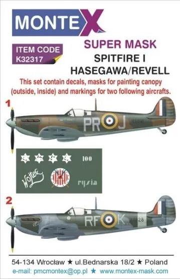 Spitfire I super mask for Hasegawa/ Revell 1:32