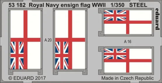 Royal Navy ensign flag WWII STEEL 1:350