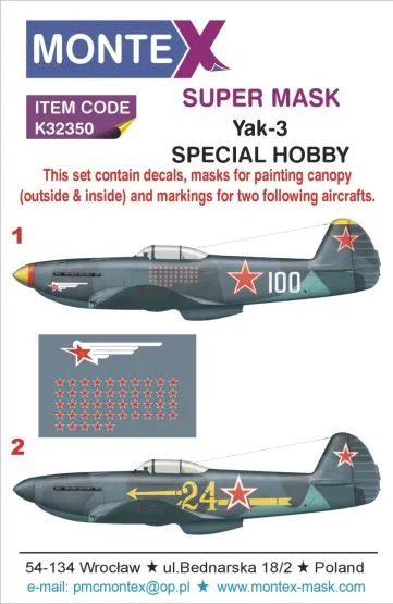Yak-3 super mask for Special Hobby P.2 1:32