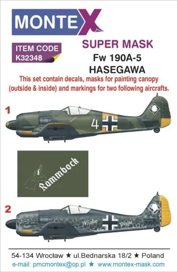 Fw 190A-5 super mask for Hasegawa 1:32