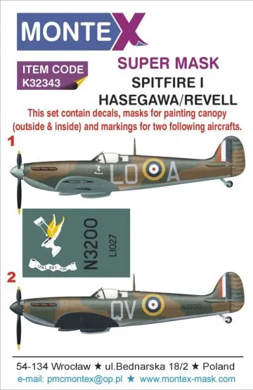 Spitfire Mk.I super mask for Hase./ Revell 1:32