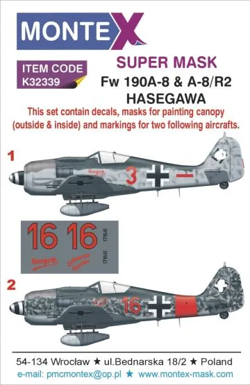 Fw 190A-8 super mask for Hasegawa 1:32