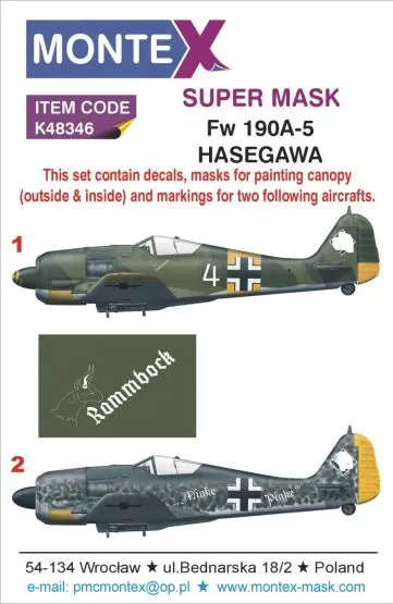 Fw 190A-5 super mask for Hasegawa P.3 1:48