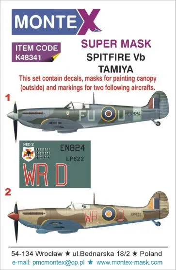 Spitfire Mk.Vb super mask for Tamiya P.1 1:48