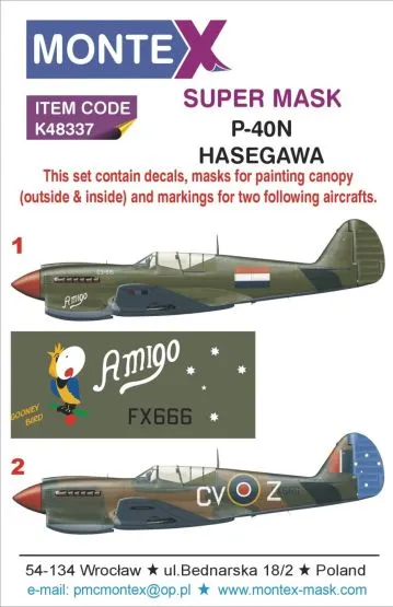 P-40N super mask for Hasegawa 1:48