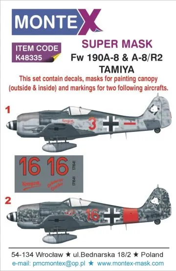 Fw 190A-8 - A8/R2 super mask für Tamiya 1:48
