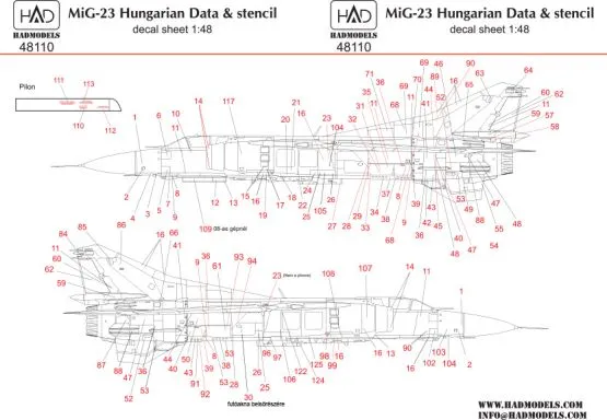 MiG-23 Hungarian stencil 1:48 MiG-23 Hungarian stencil 1:48