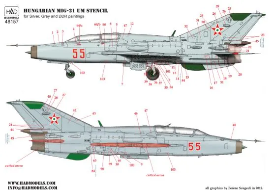 MiG-21UM Hungarian, DDR stencil 1:48 MiG-21UM Hungarian, DDR stencil 1:48