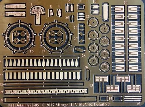 Mirage III V-01, V-02 Detail Set for Modelsvit 1:72 Mirage III V-01, V-02 Detail Set for Modelsvit 1:72